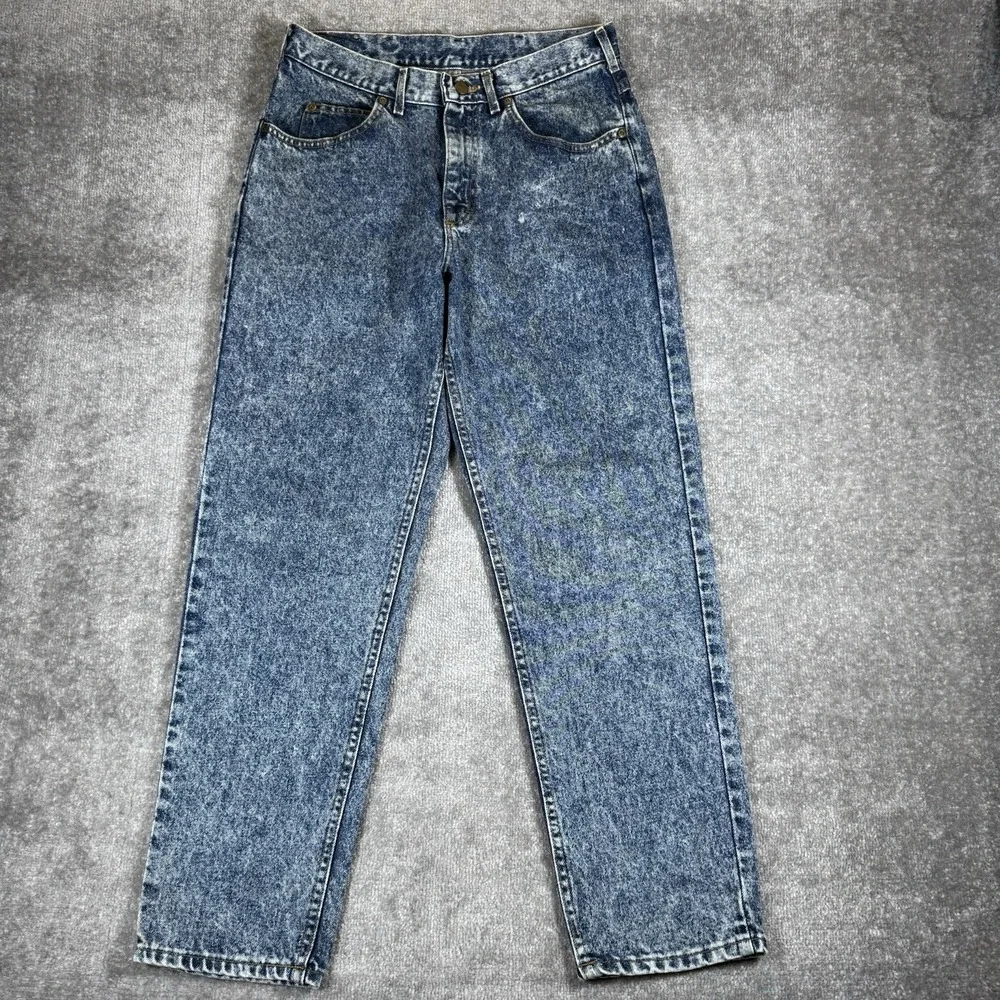 Vintage Lee Jeans Men's 33x30 Blue Denim Acid Washed USA Made